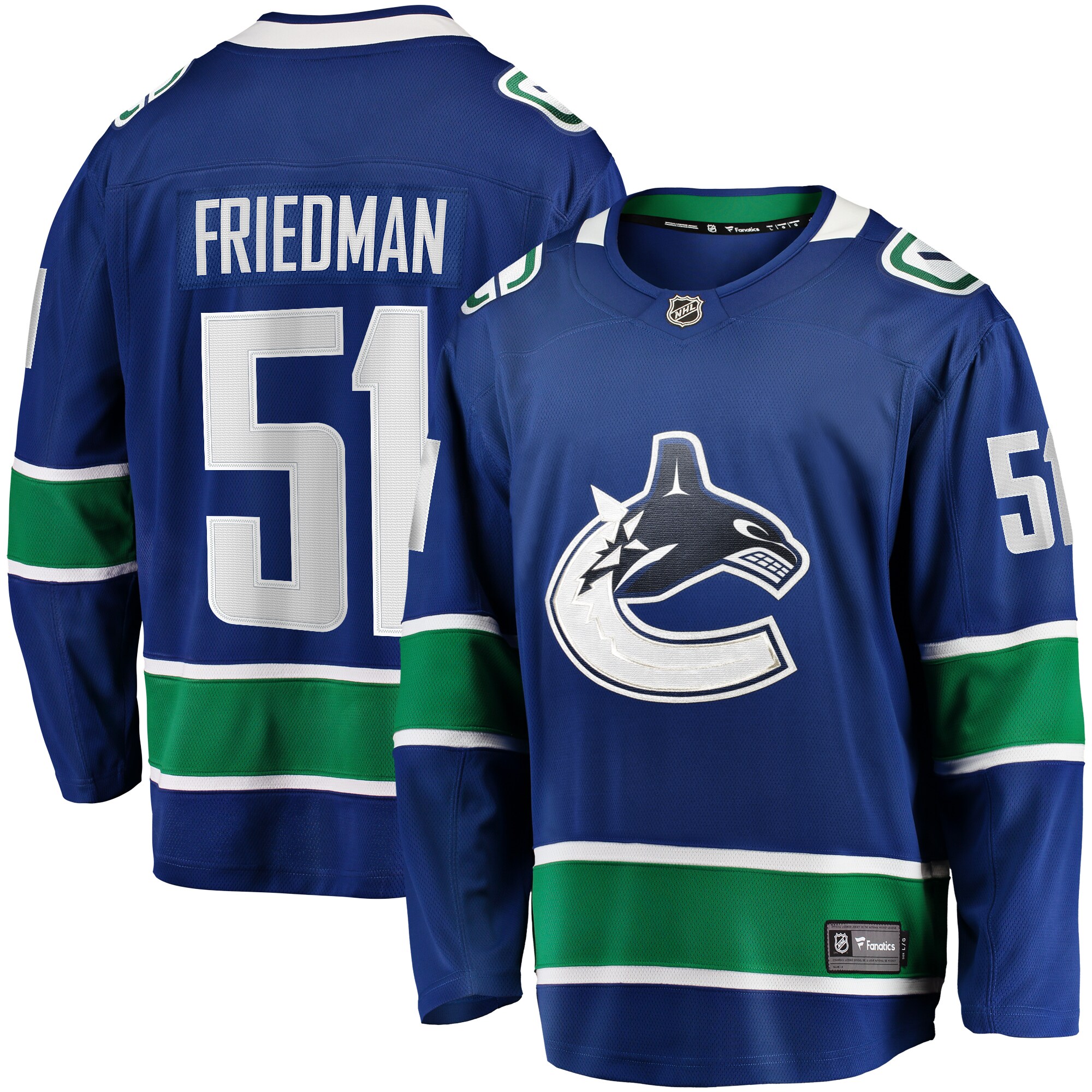 Mark Friedman Vancouver Canucks Fanatics Home Premier Breakaway Player Jersey - Blue