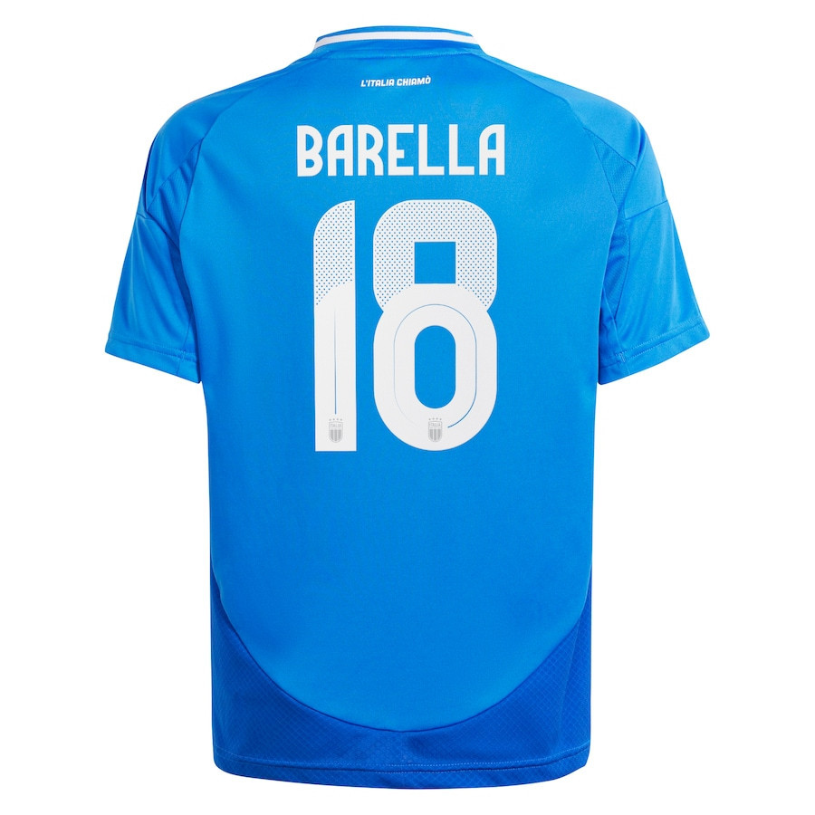 Nicolo Barella 18 Italy National Team 2024 Home YOUTH Jersey - Blue