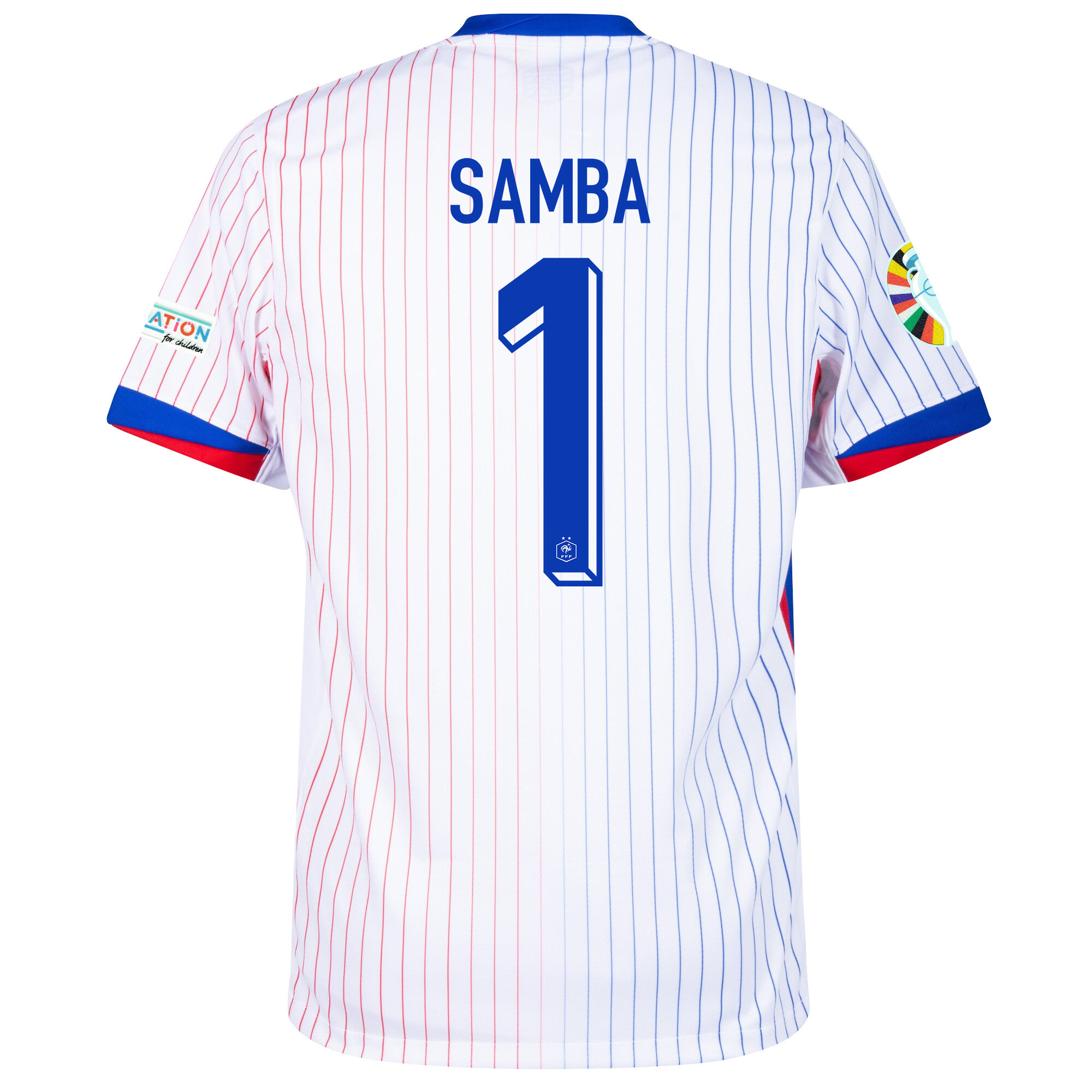 Brice Samba 1 France National Team 2024/25 Away Jersey - Euro UEFA Patch - Men, White