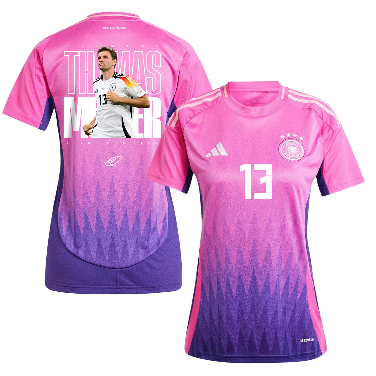 Thomas Müller 13 Signed Iconic Germany National Team 2024 Away WOMEN Jersey - Purple