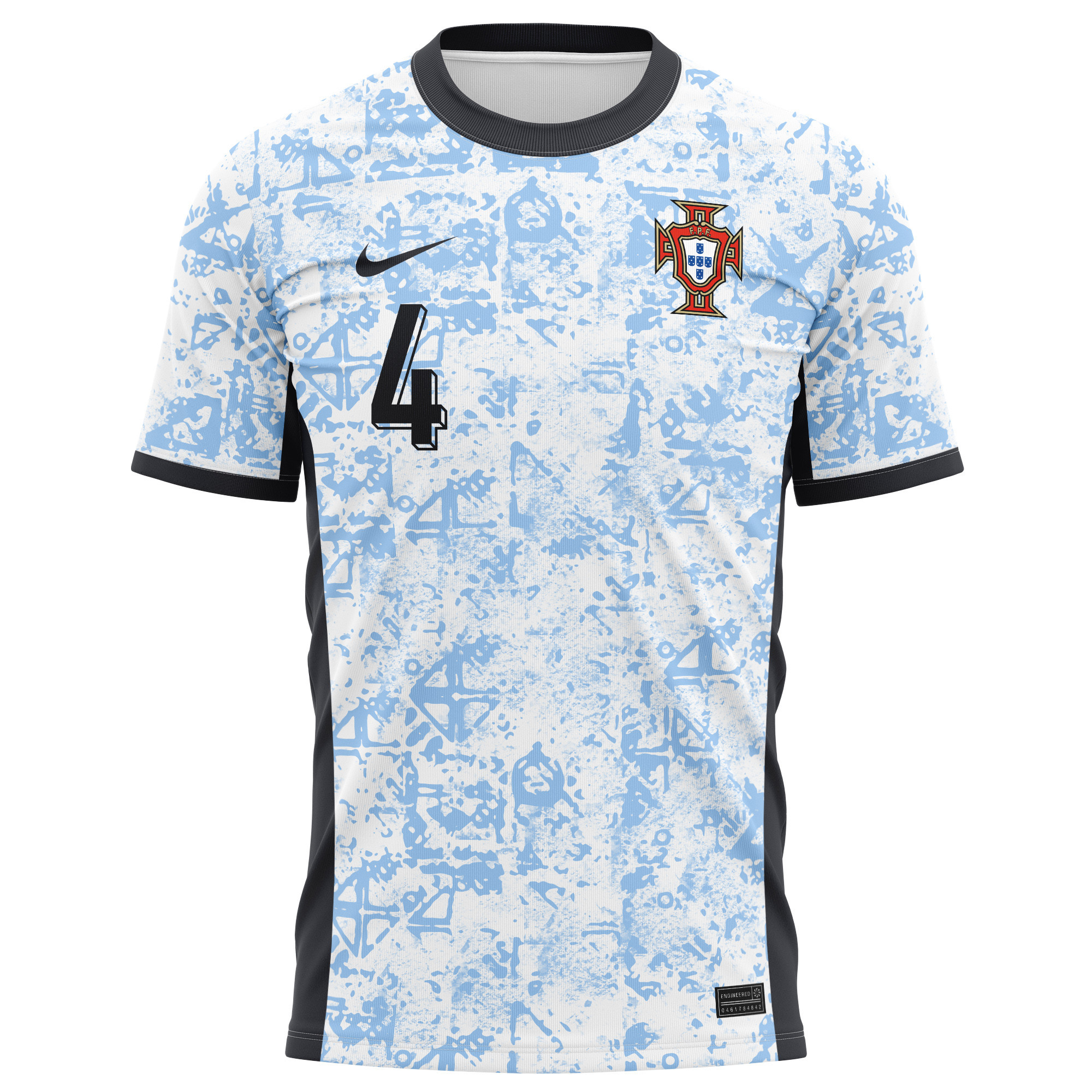 Rúben Dias 4 Portugal National Team 2024/25 Away Kits AOP T-shirt - Cream/Blue