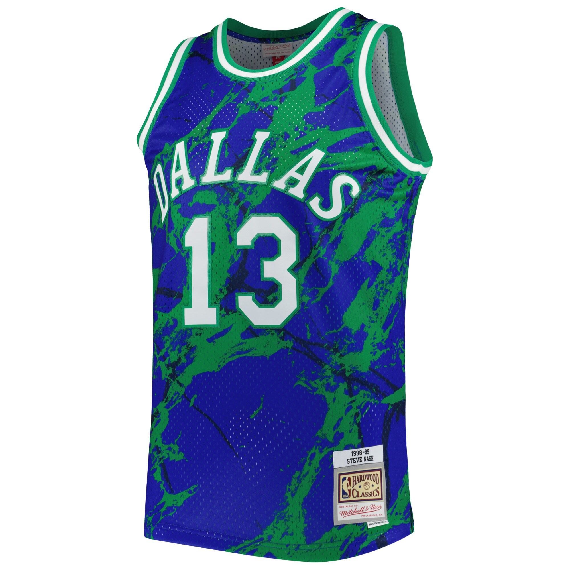 Steve Nash Dallas Mavericks Mitchell & Ness 1998\/99 Hardwood Classics Marble Swingman Jersey - Blue