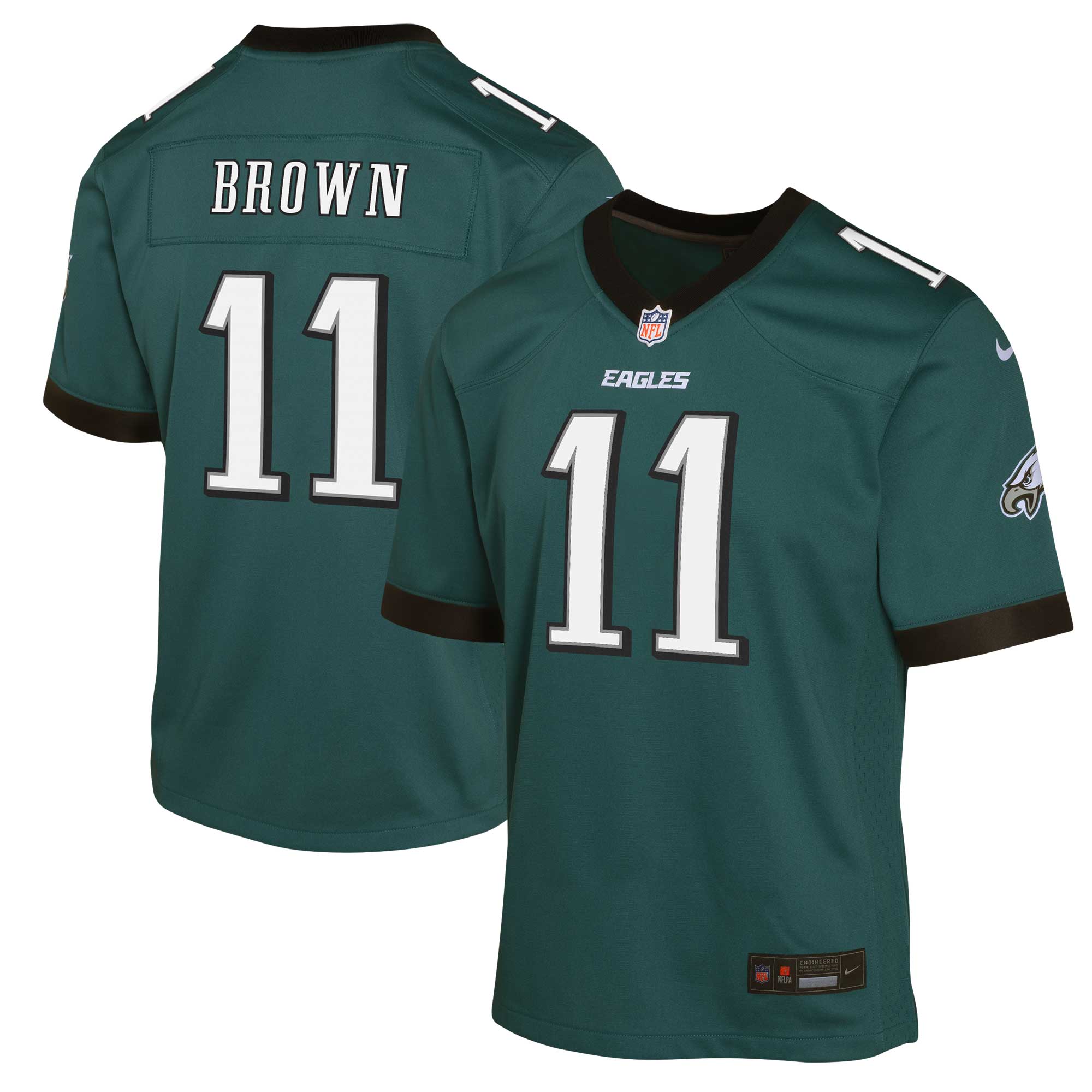 A.J. Brown Philadelphia Eagles  Youth Game Jersey - Midnight Green