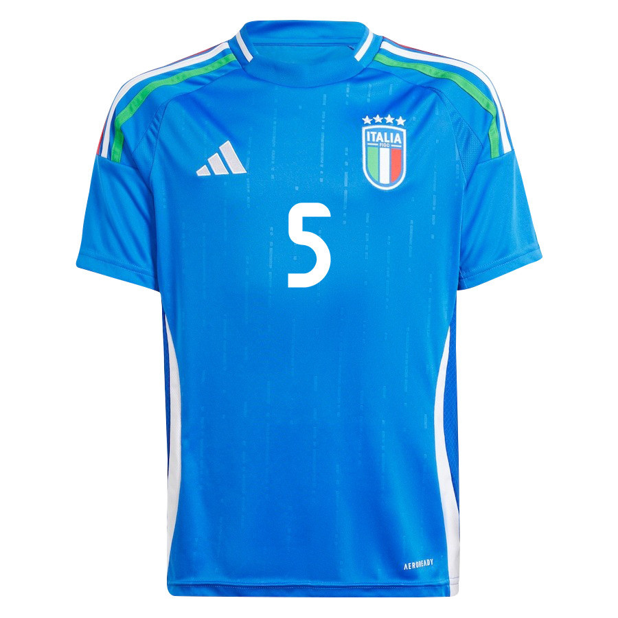Riccardo Calafiori 5 Italy National Team 2024/25 Home YOUTH Jersey - Blue
