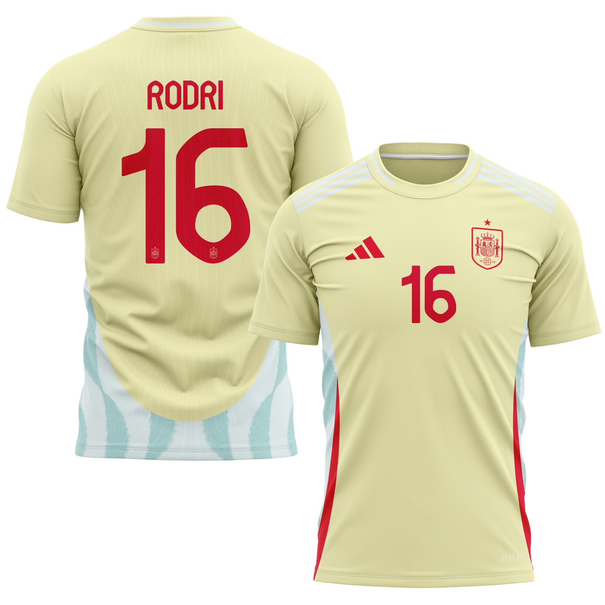 Rodri 16 Spain National Team 2024 Away Kits AOP T-shirt - Yellow