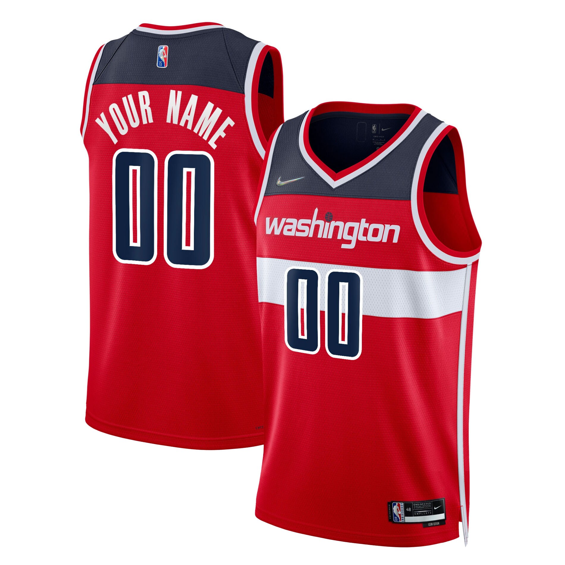 Washington Wizards  2021\/22 Diamond Swingman Custom Jersey - Icon Edition - Red