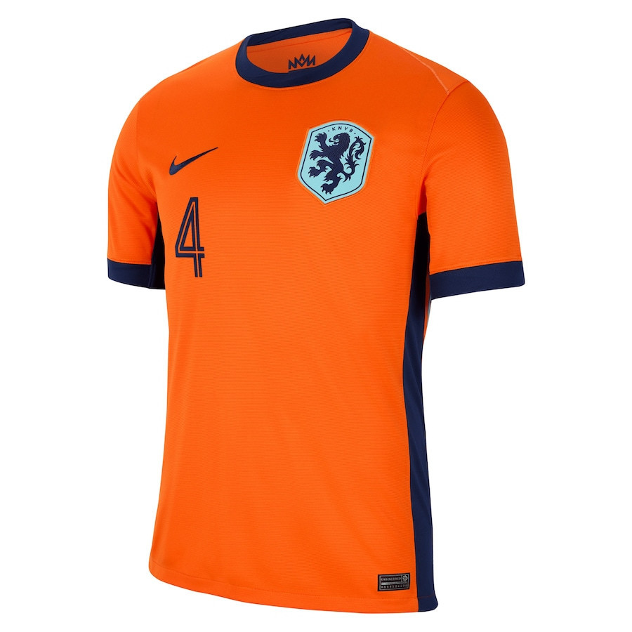 Virgil van Dijk 4 Netherlands National Team 2024 Home Men Jersey - Orange