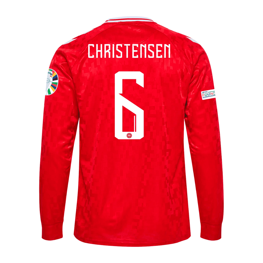 Andreas Christensen 6 Denmark National Team 2024 Home Long Sleeve Men Jersey - Red