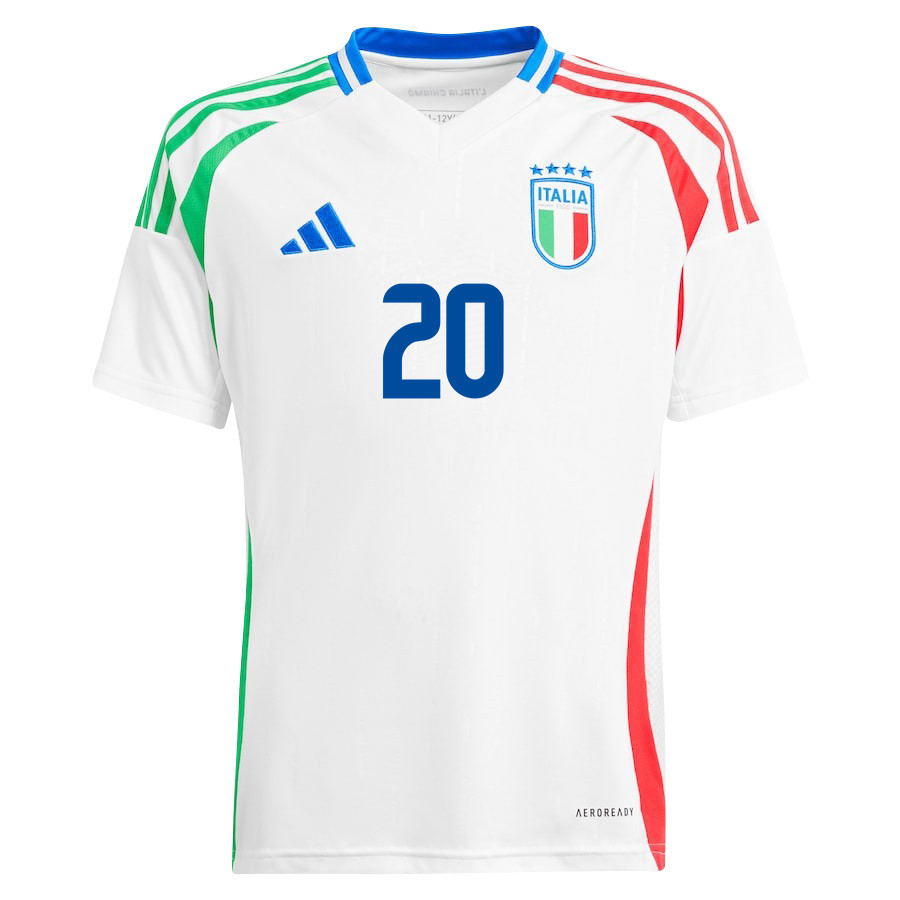 Mattia Zaccagni 20 Italy National Team 2024/25 Away YOUTH Jersey - White