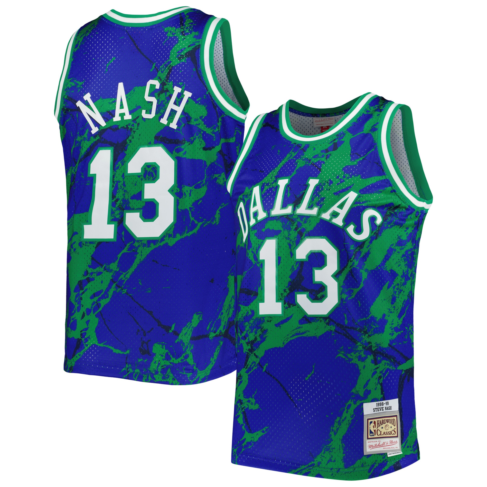 Steve Nash Dallas Mavericks Mitchell & Ness 1998\/99 Hardwood Classics Marble Swingman Jersey - Blue