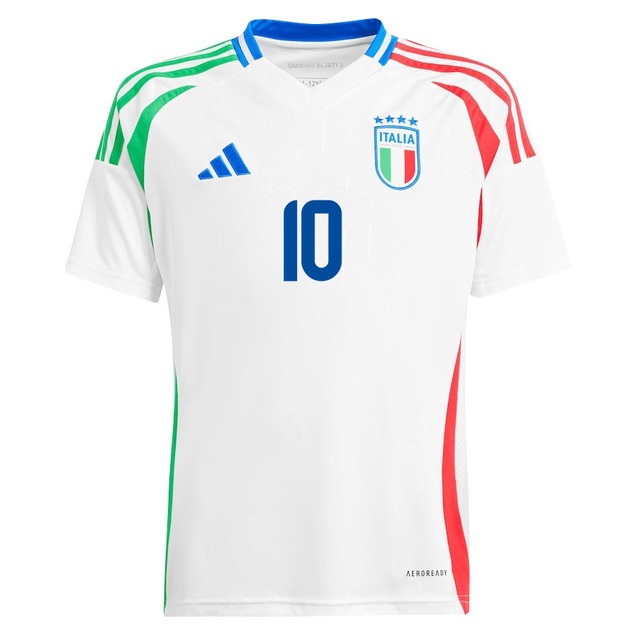 Lorenzo Pellegrini 10 Italy National Team 2024/25 Away YOUTH Jersey - White