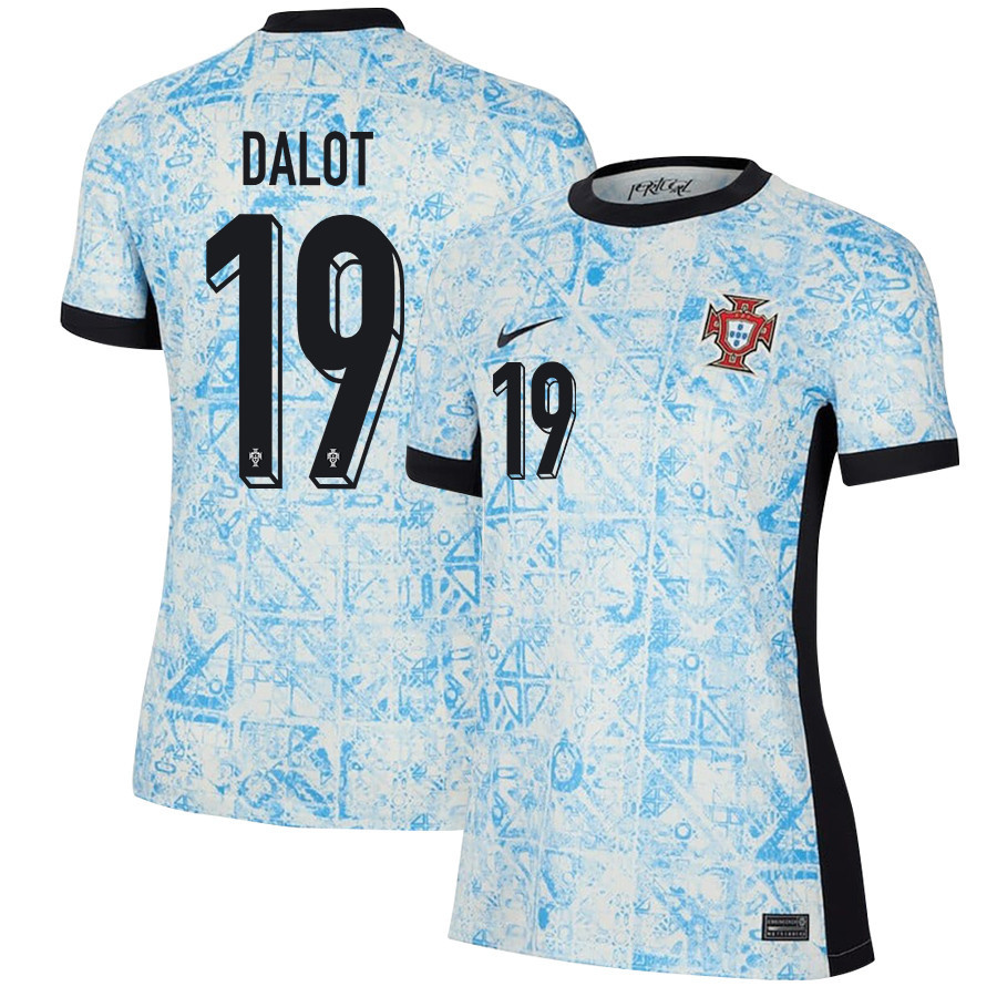 Diogo Dalot 19 Portugal National Team 2024/25 Away WOMEN Jersey - Cream/Blue
