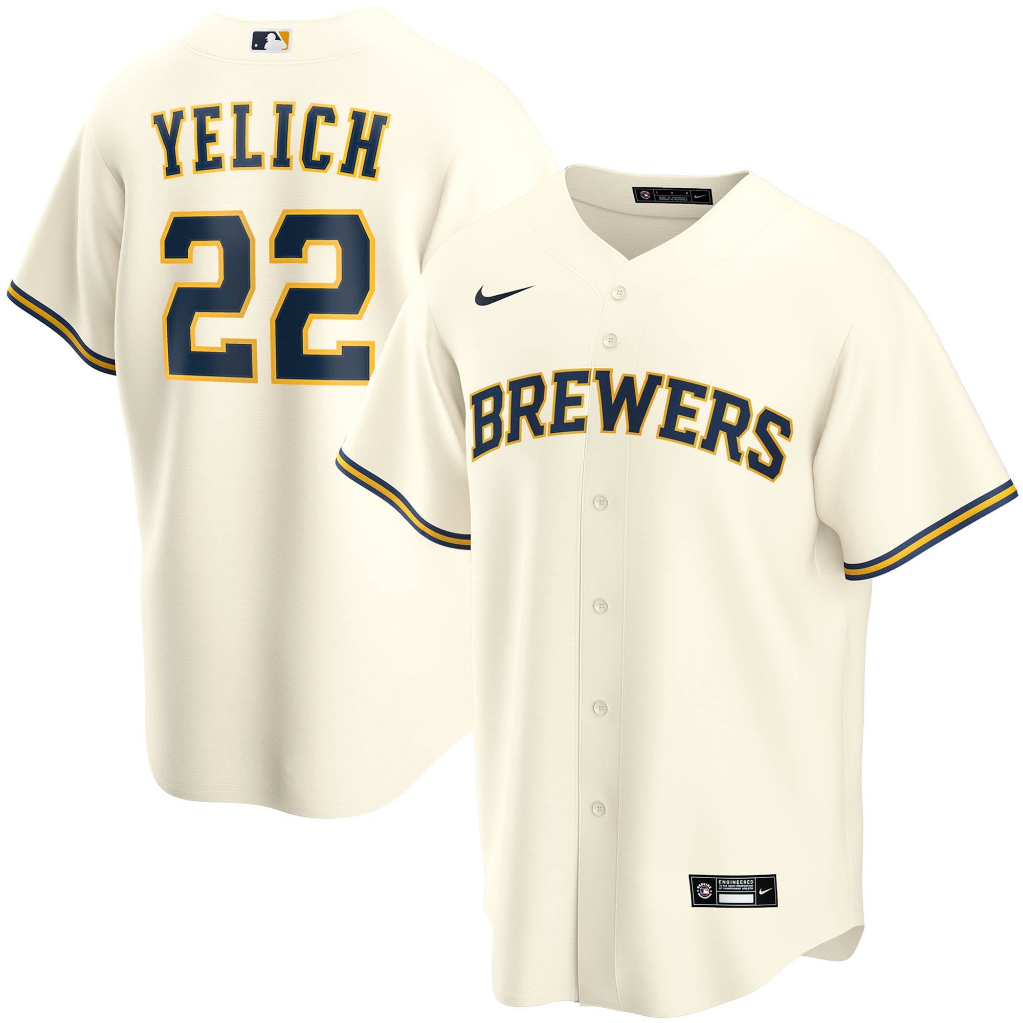 Christian Yelich Milwaukee Brewers  Youth Alternate Replica Player Jersey - Cream