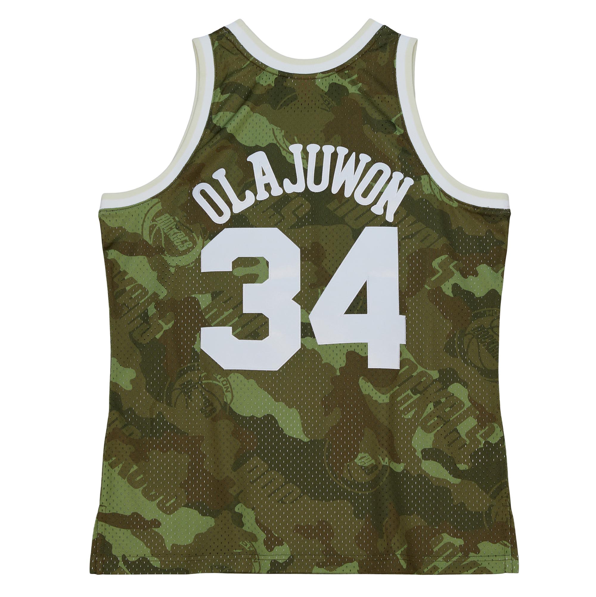 Hakeem Olajuwon Houston Rockets Mitchell & Ness Hardwood Classics 1993\/94 Ghost Green Swingman Jersey - Camo