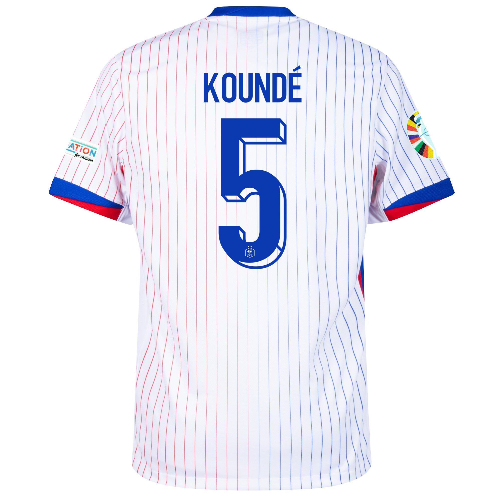 Jules Koundé 5 France National Team 2024/25 Away Jersey - Euro UEFA Patch - Men, White