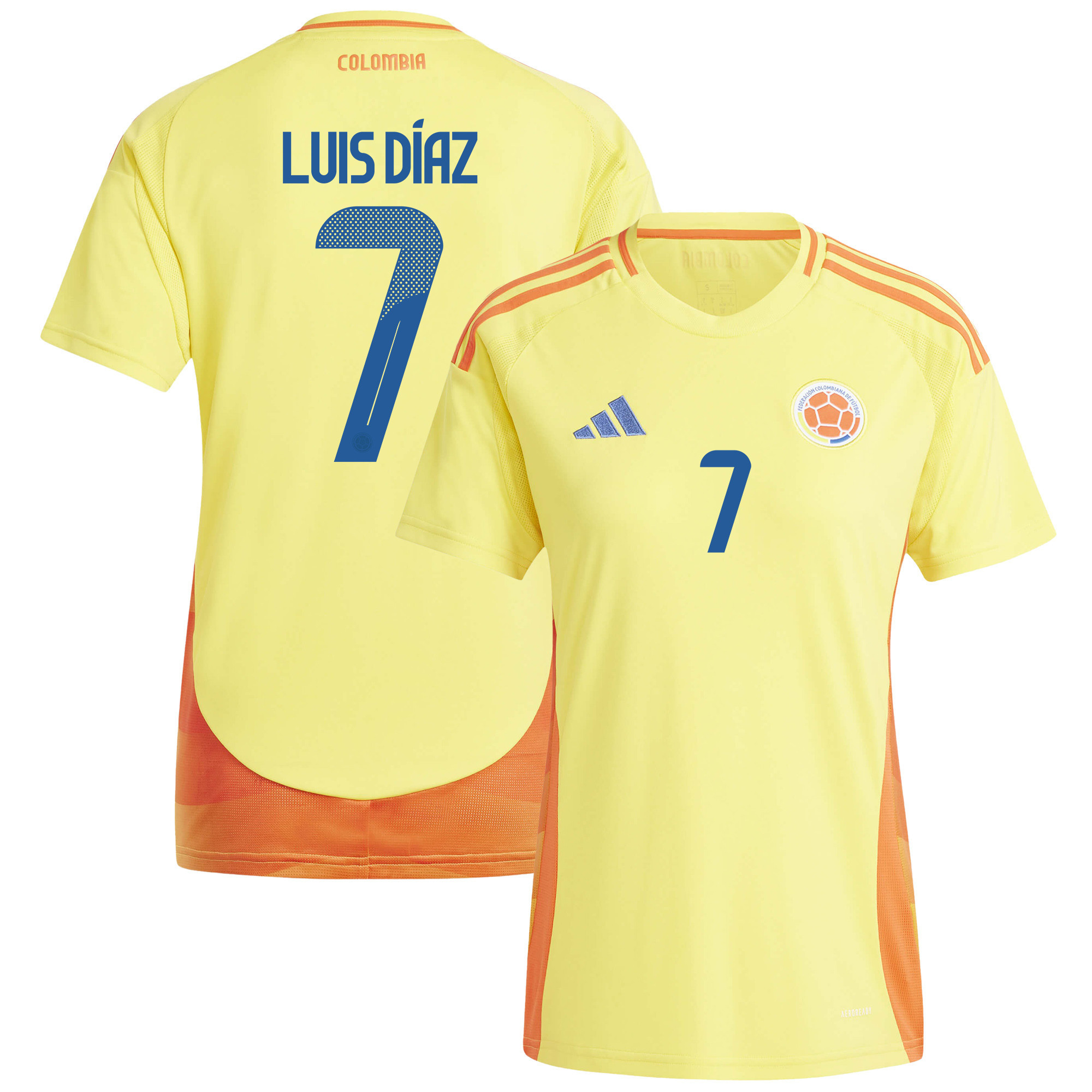 Luis Díaz 7 Colombia National Team 2024/25 Home Women Jersey - Yellow