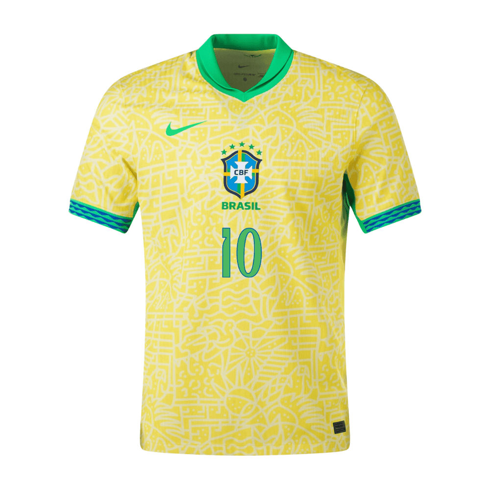 Neymar Jr. 10 Brazil National Team 2024 Home Stadium Men Jersey - Yellow