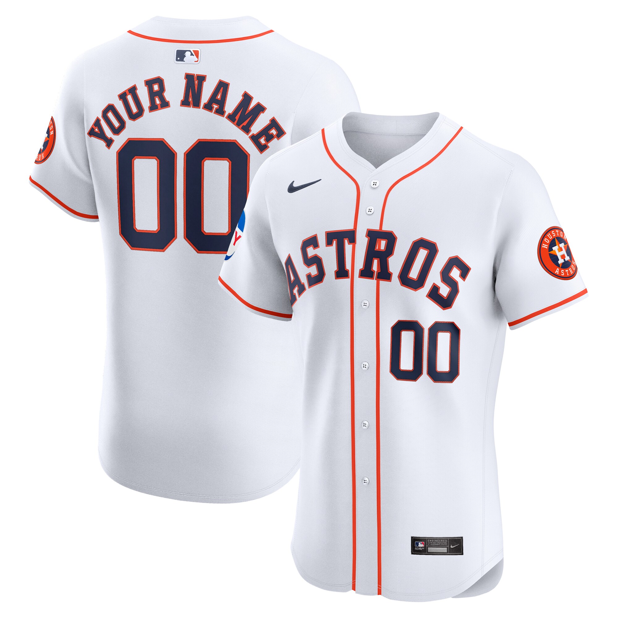 Houston Astros  Home Elite Custom Patch Jersey - White