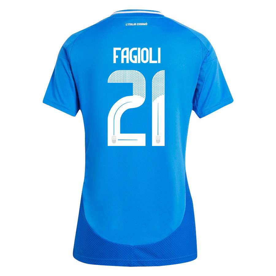 Nicolo Fagioli 21 Italy National Team 2024/25 Home Women Jersey - Blue