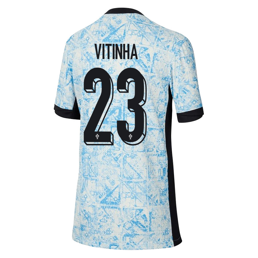 Vitinha 23 Portugal National Team 2024/25 Away YOUTH Jersey - Cream/Blue