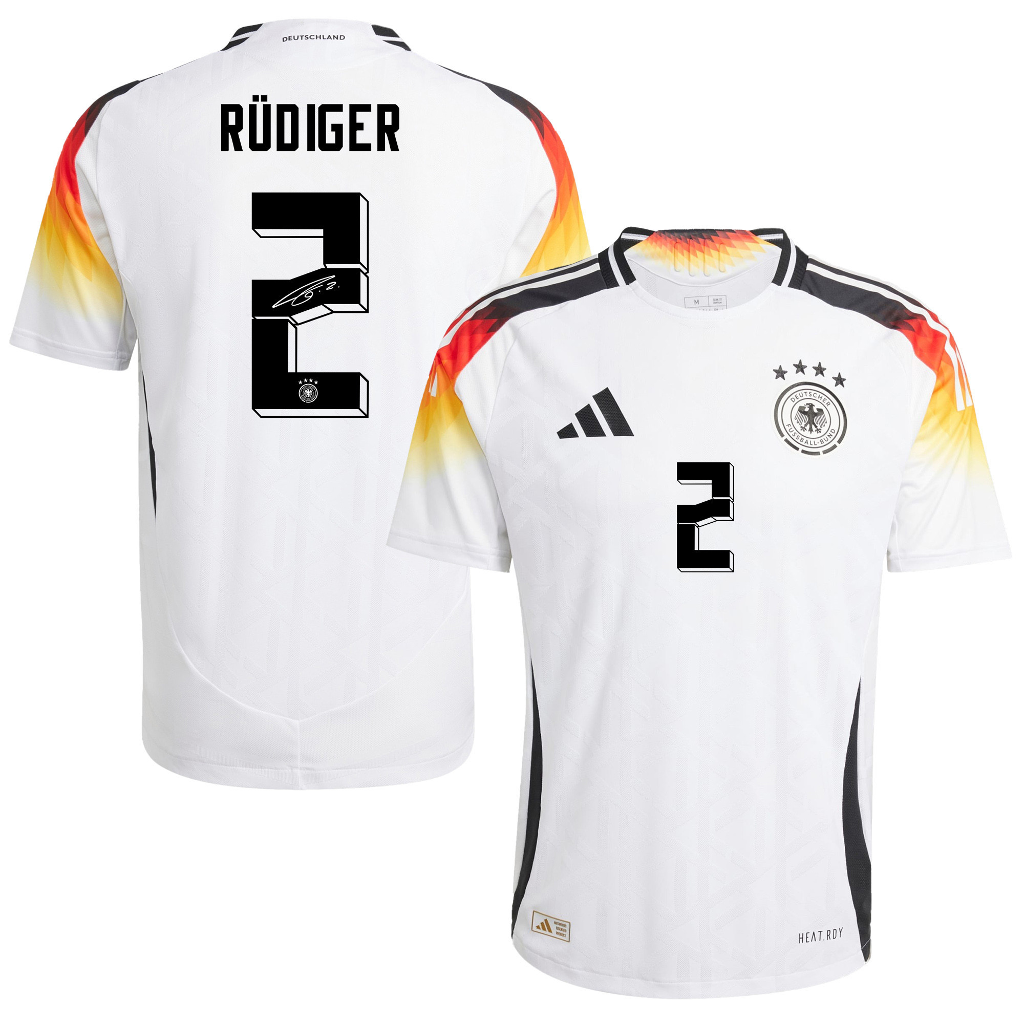 Antonio Rüdiger 2 Signed Germany National Team 2024/25 Home Jersey Autographed - Men