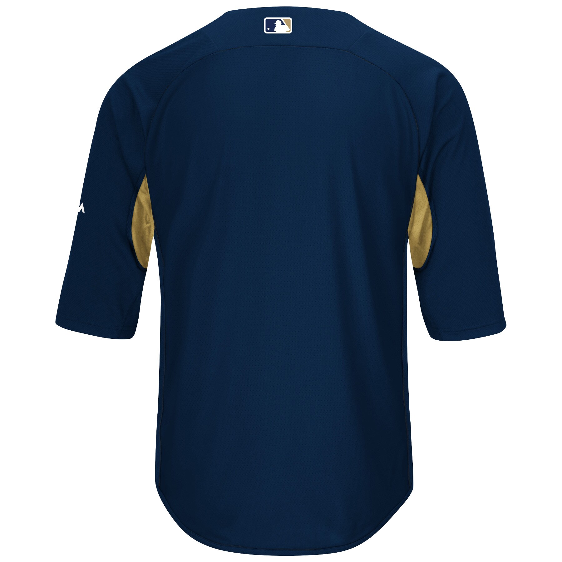 Milwaukee Brewers Majestic Authentic Collection On-Field 3\/4-Sleeve Batting Practice Jersey - Navy\/Gold