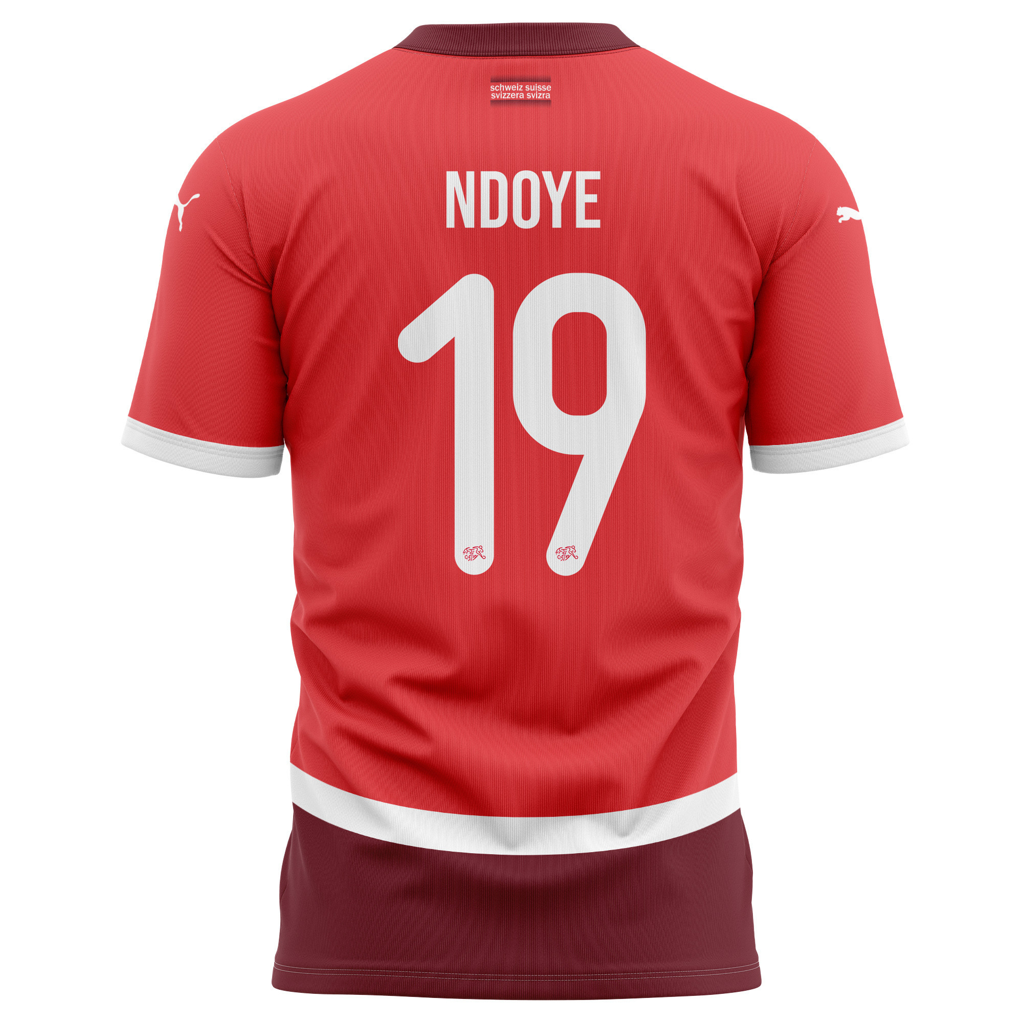 Dan Ndoye 19 Switzerland National Team 2024/25 Home Kits AOP T-shirt - Red