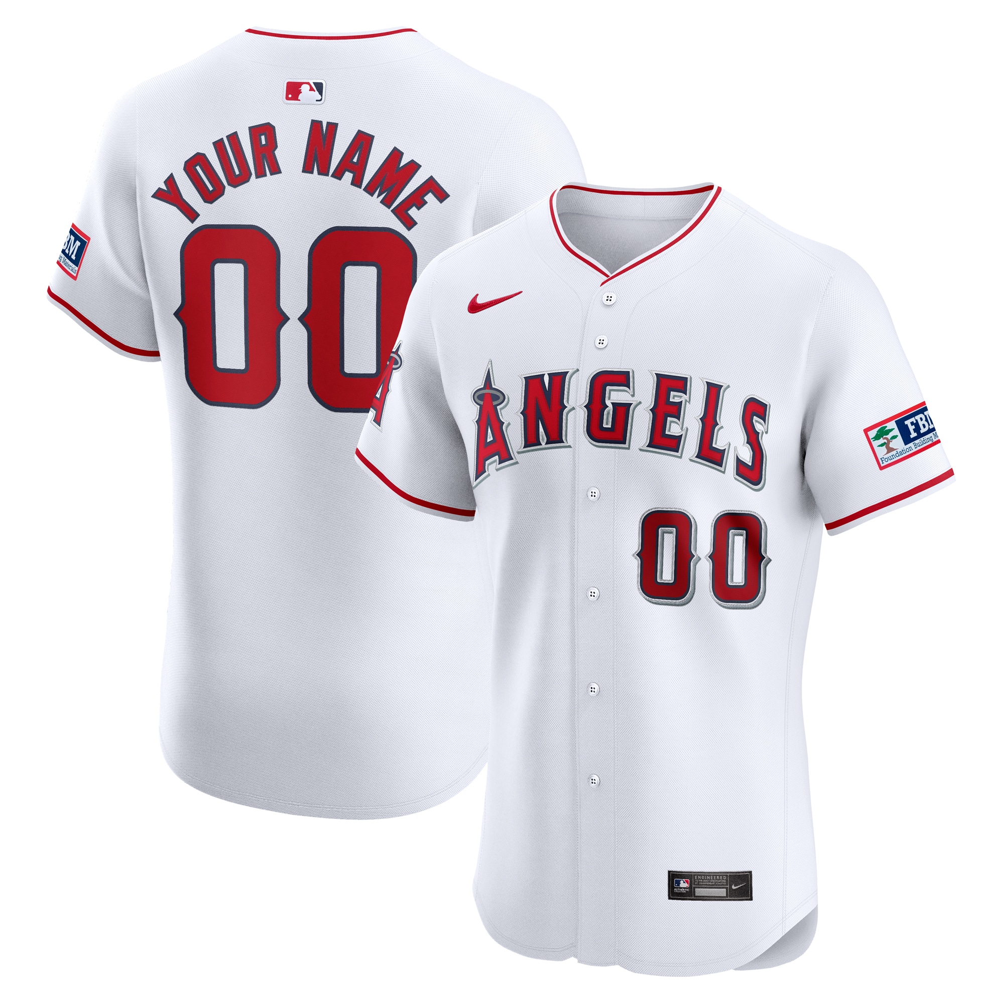 Los Angeles Angels  Home Elite Custom Patch Jersey - White