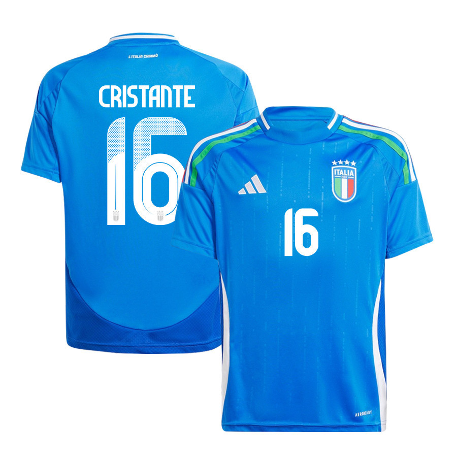 Bryan Cristante 16 Italy National Team 2024/25 Home YOUTH Jersey - Blue