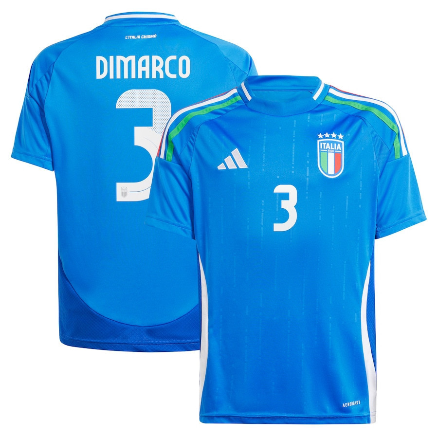 Federico Dimarco 3 Italy National Team 2024 Home YOUTH Jersey - Blue