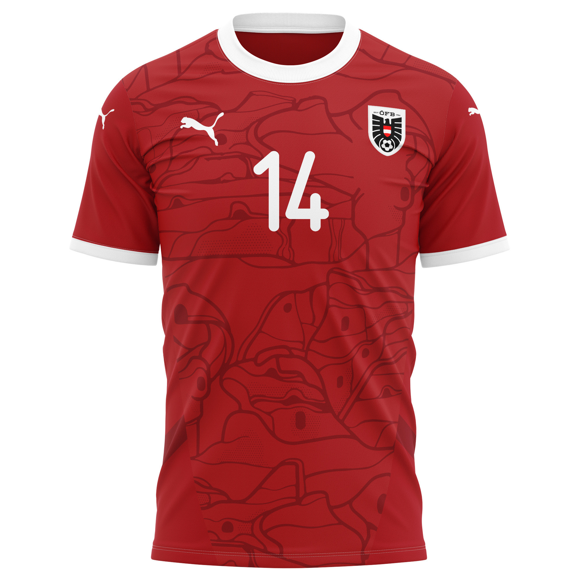 Maximilian Entrup 14 Austria National Team 2024/25 Home Kits AOP T-shirt - Red