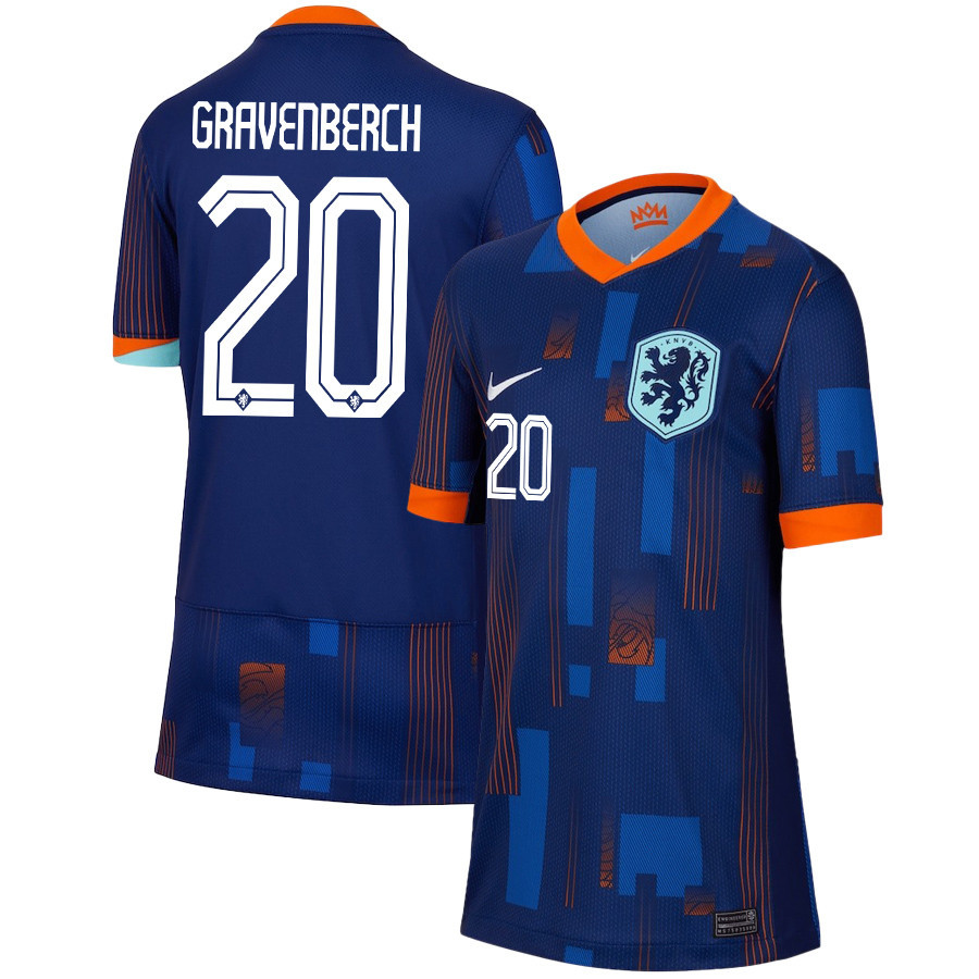 Ryan Gravenberch 20 Netherlands National Team 2024/25 Away YOUTH Jersey - Navy