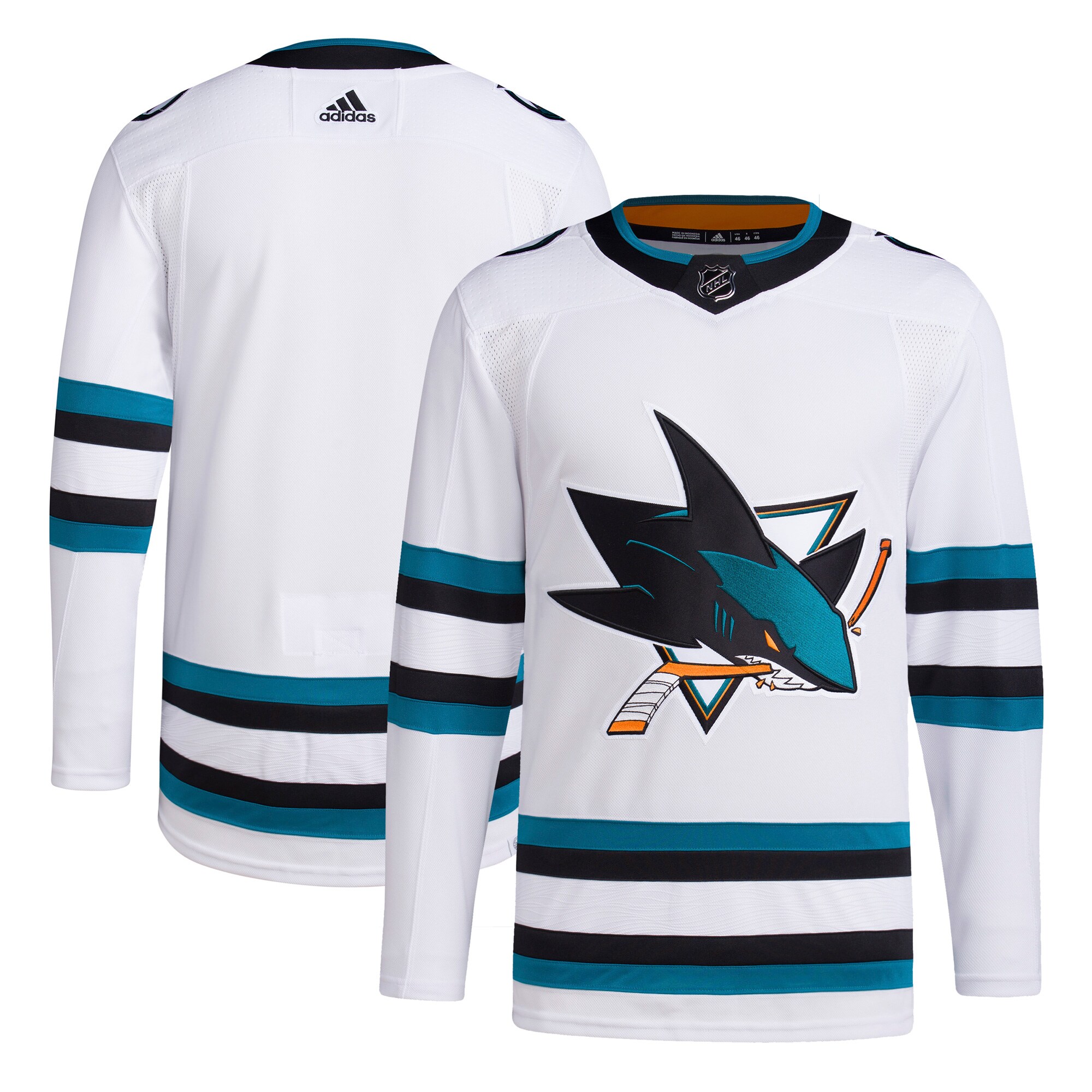 San Jose Sharks adidas Men's Away Primegreen Authentic Jersey - White