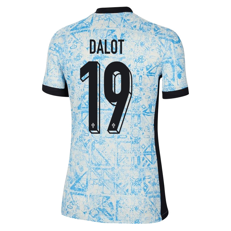 Diogo Dalot 19 Portugal National Team 2024/25 Away WOMEN Jersey - Cream/Blue