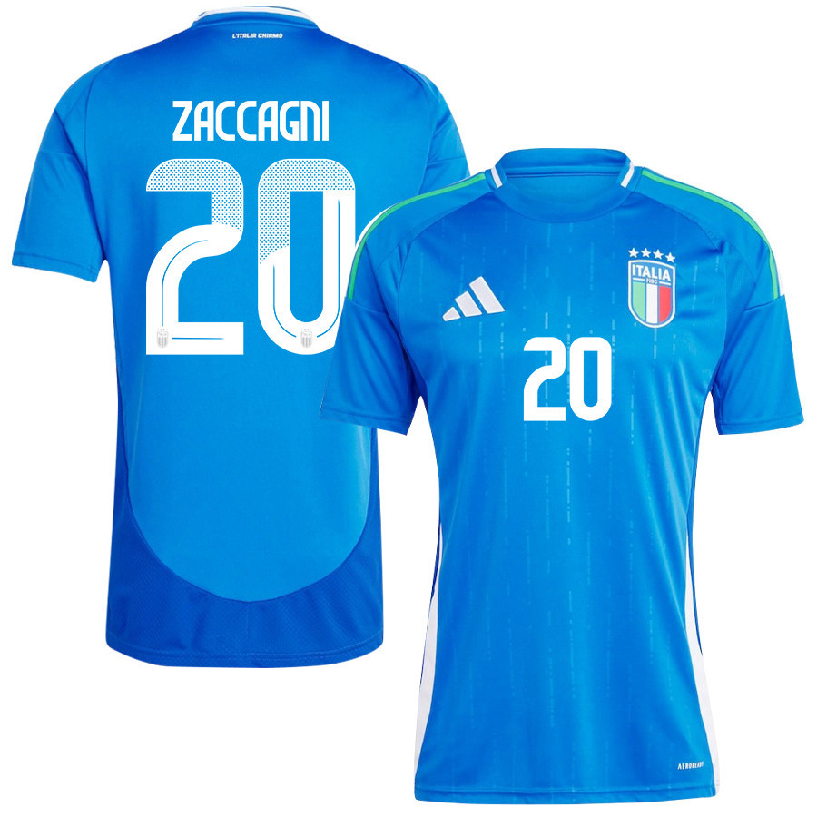 Mattia Zaccagni 20 Italy National Team 2024/25 Home Men Jersey - Blue