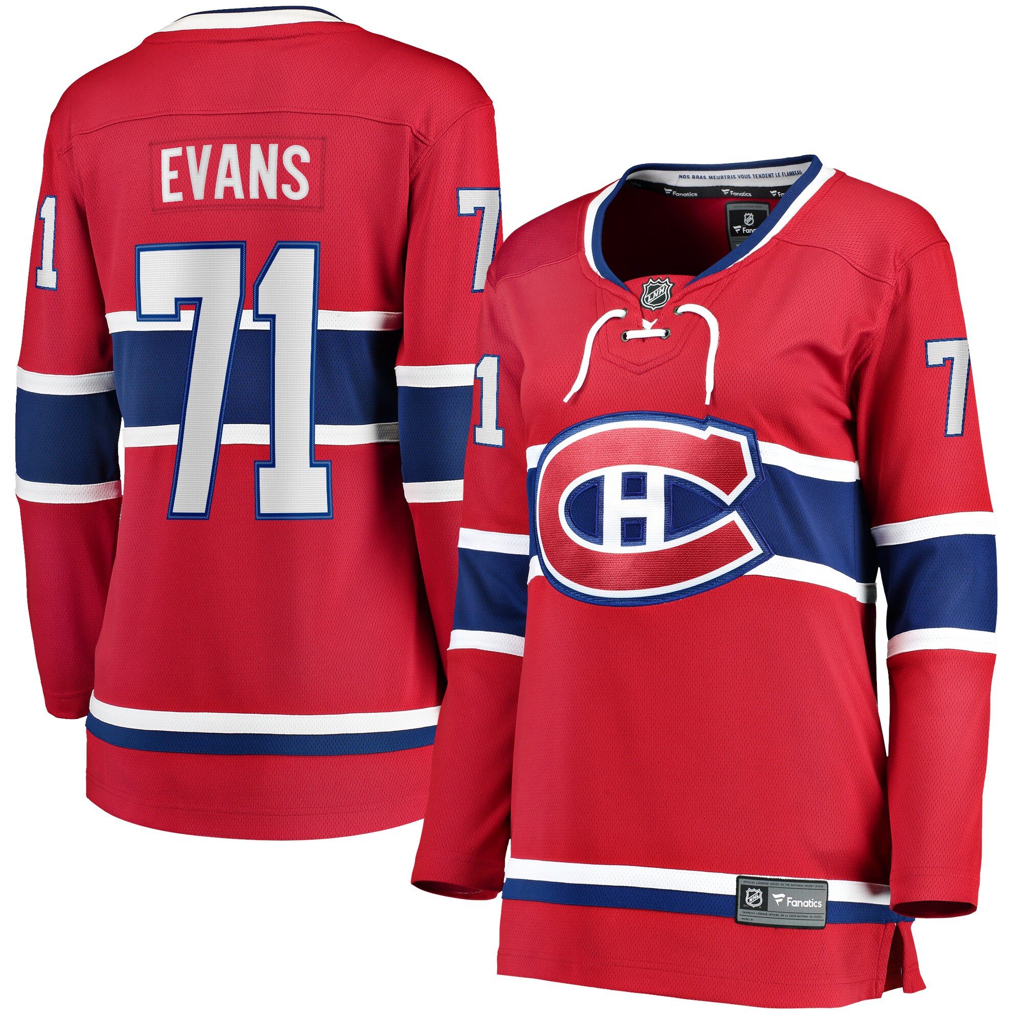 Jake Evans Montreal Canadiens Fanatics Women's Home Breakaway Player Jersey - Red