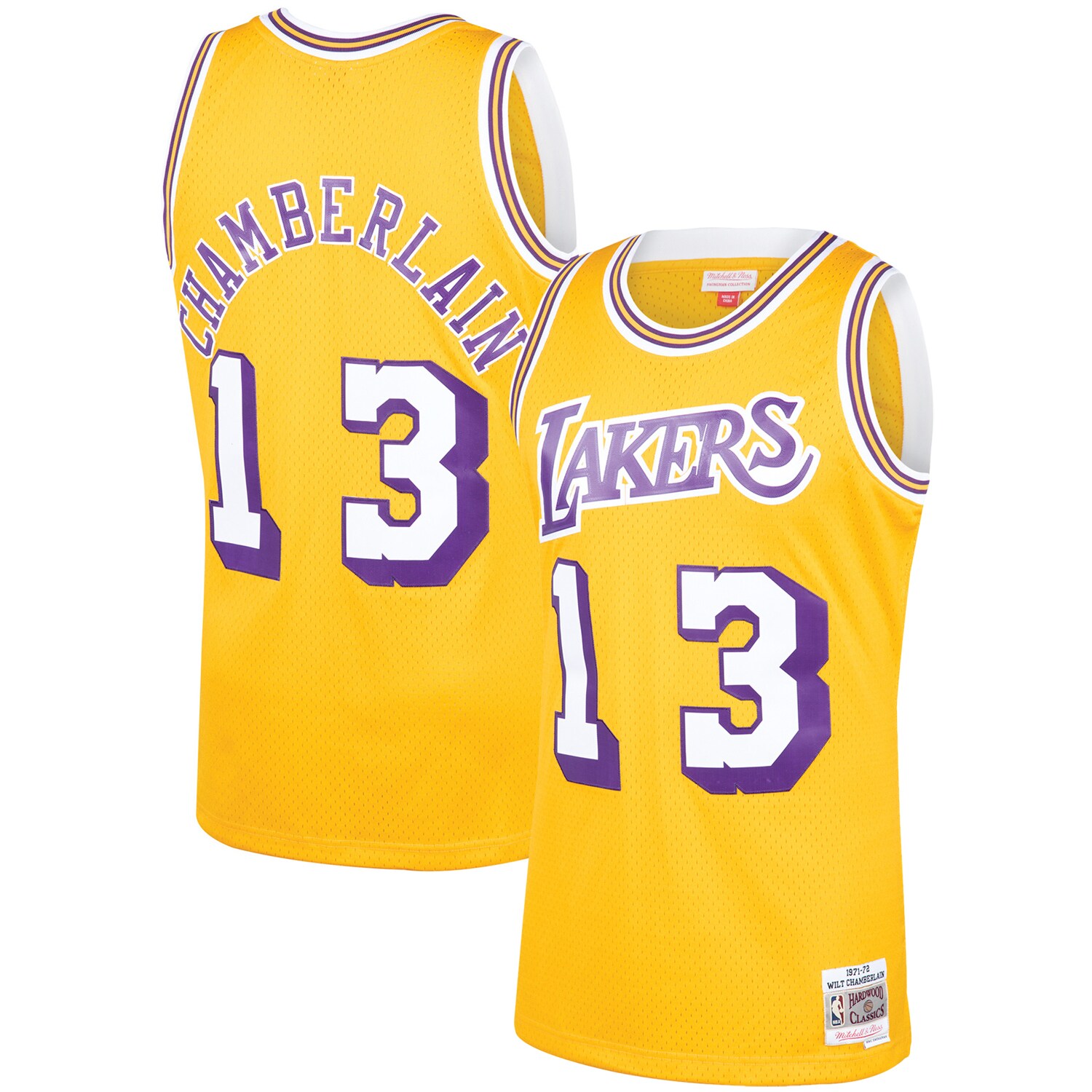 Wilt Chamberlain Los Angeles Lakers Mitchell & Ness 1971\/72 Hardwood Classics Swingman Jersey - Gold