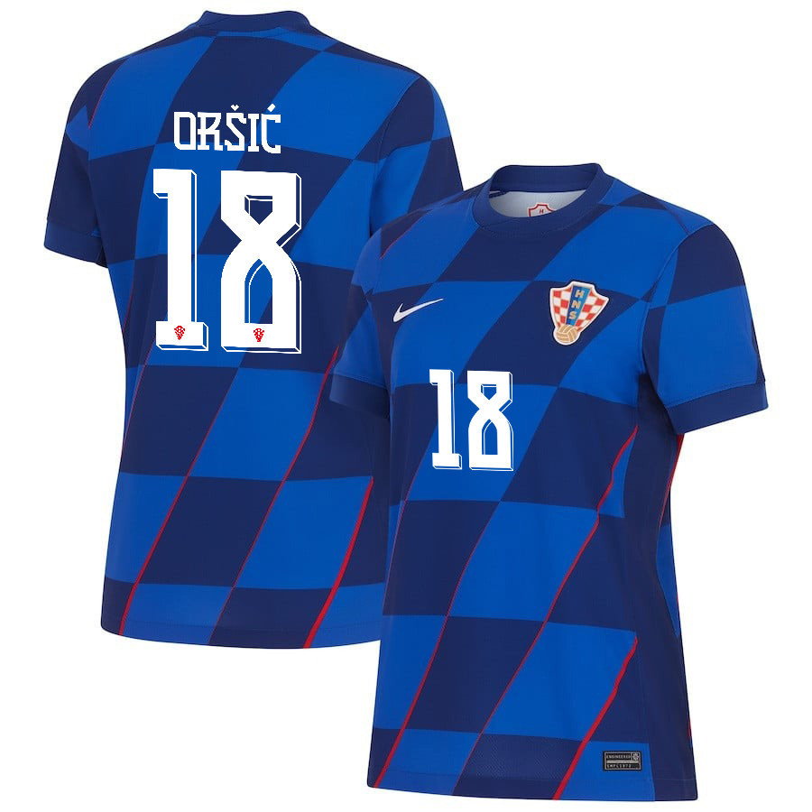 Mislav Oršić 18 Croatia National Team 2024 Away WOMEN Jersey - Blue