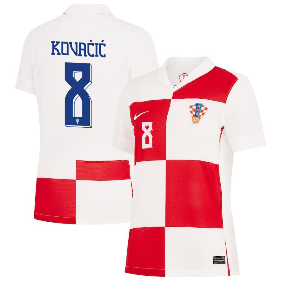Mateo Kovačić 8 Croatia National Team 2024 Home WOMEN Jersey - White