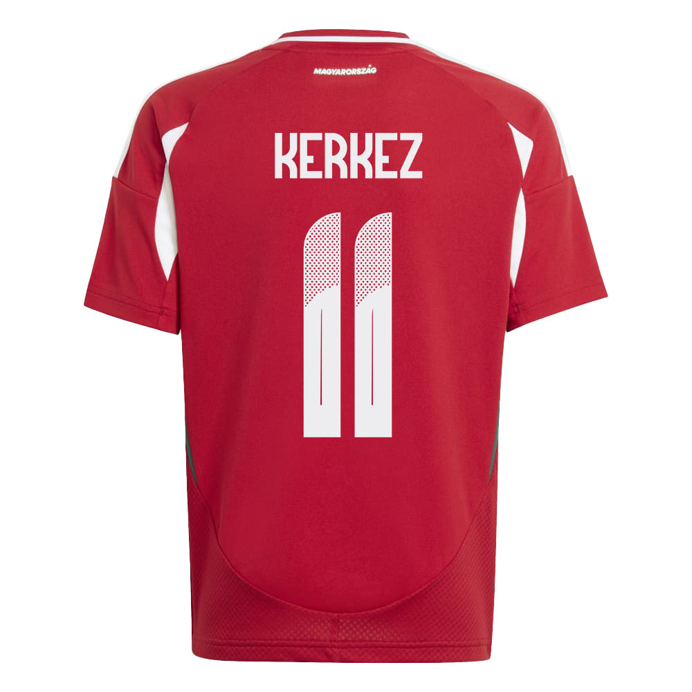 Milos Kerkez 11 Hungary National Team 2024/25 Home YOUTH Jersey - Red