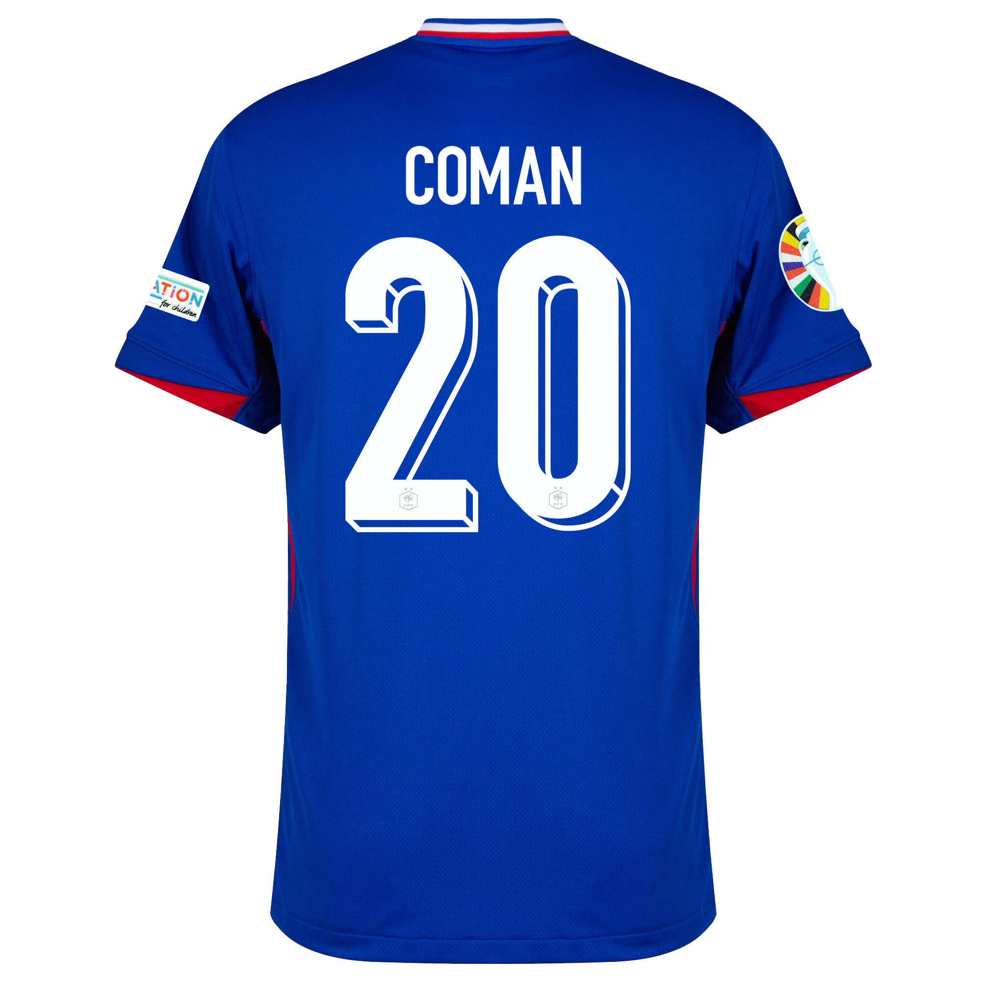 Kingsley Coman 20 France National Team 2024/25 Home Jersey - Euro UEFA Patch - Men, Blue