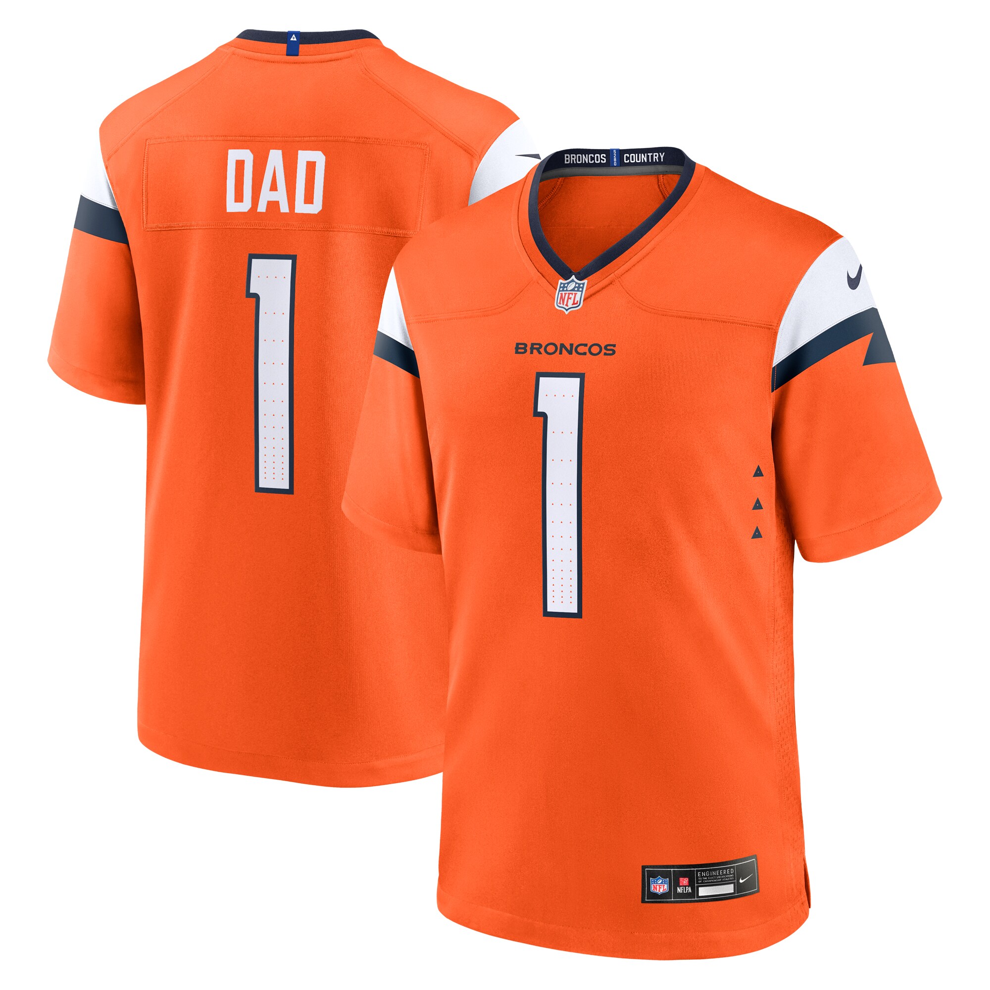 Denver Broncos  #1 Dad Game Jersey - Orange