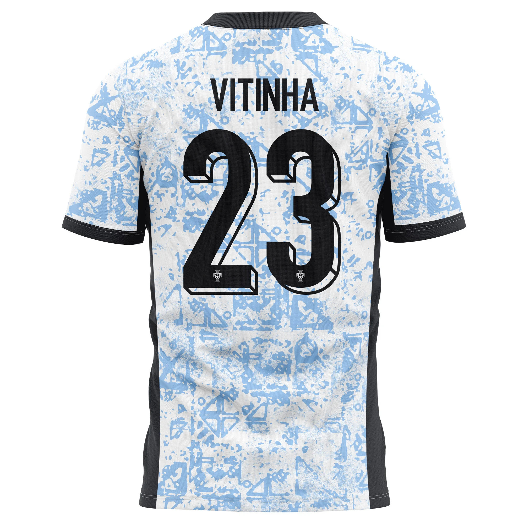 Vitinha 23 Portugal National Team 2024/25 Away Kits AOP T-shirt - Cream/Blue