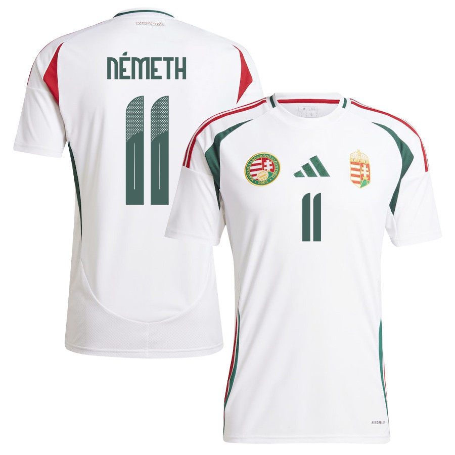 András Németh 11 Hungary National Team 2024/25 Away Men Jersey - White