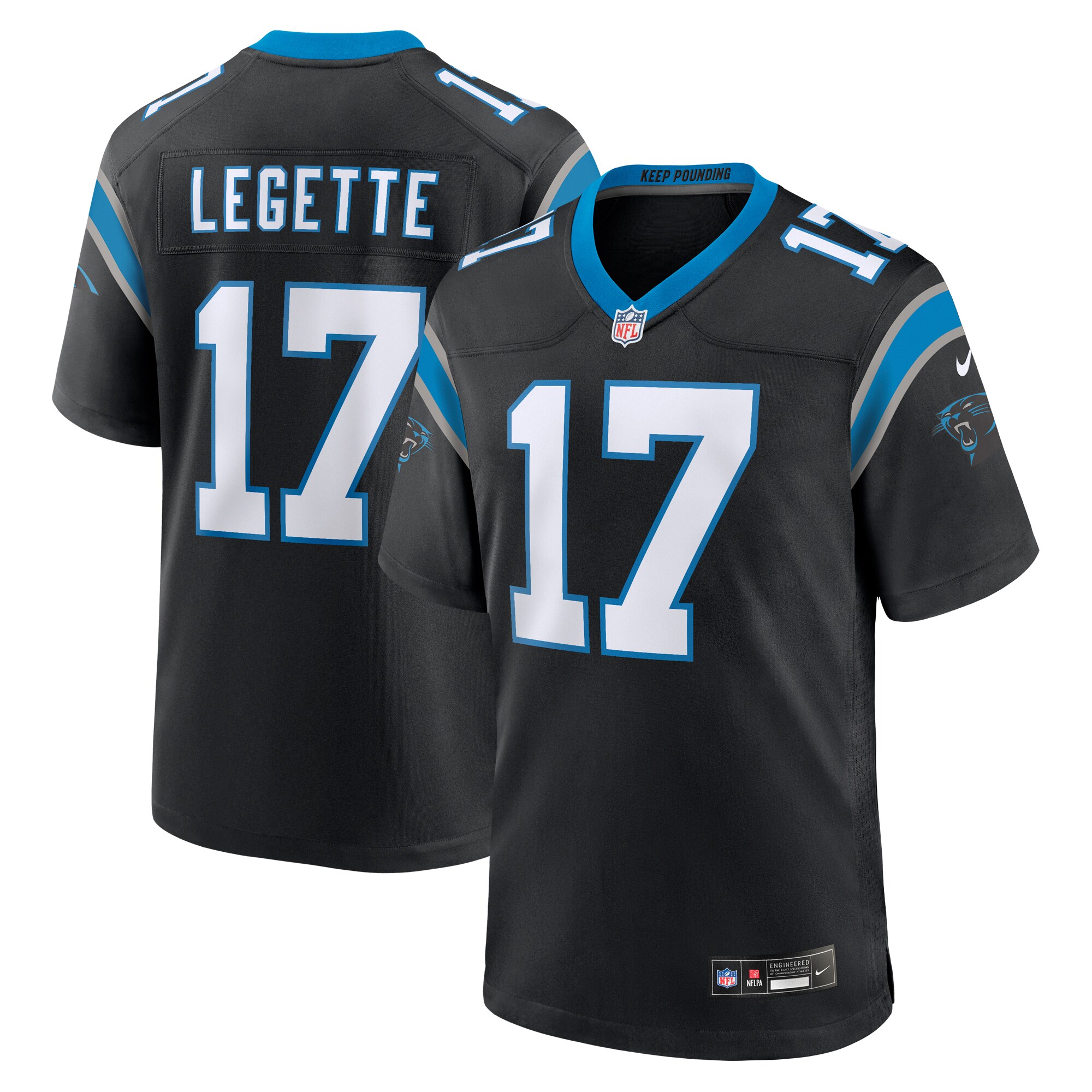 Xavier Legette Carolina Panthers  2024 NFL First Round Pick Game Player Jersey - Black