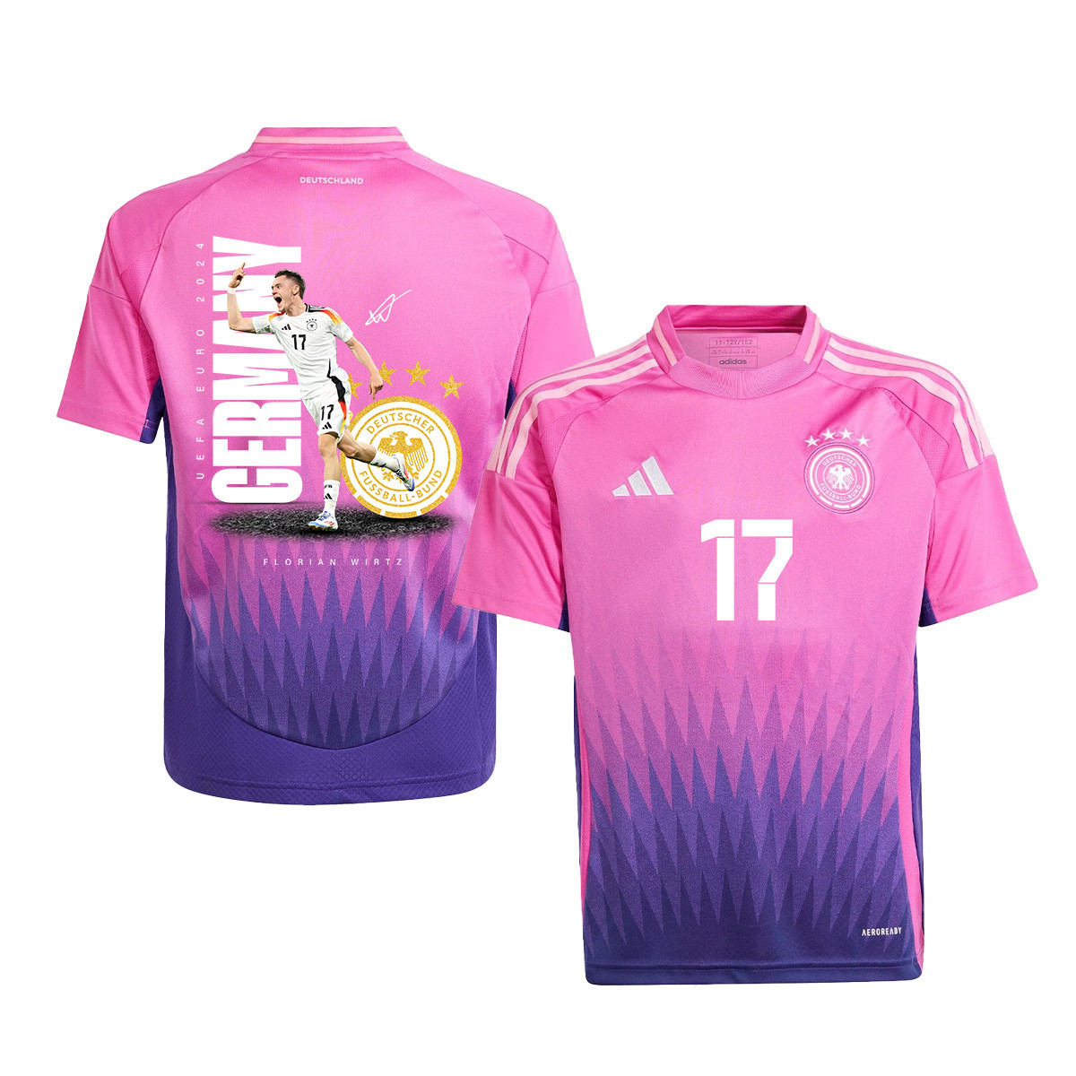 Florian Wirtz 17 Signed Game-changer Germany National Team 2024 Away YOUTH Jersey - Purple