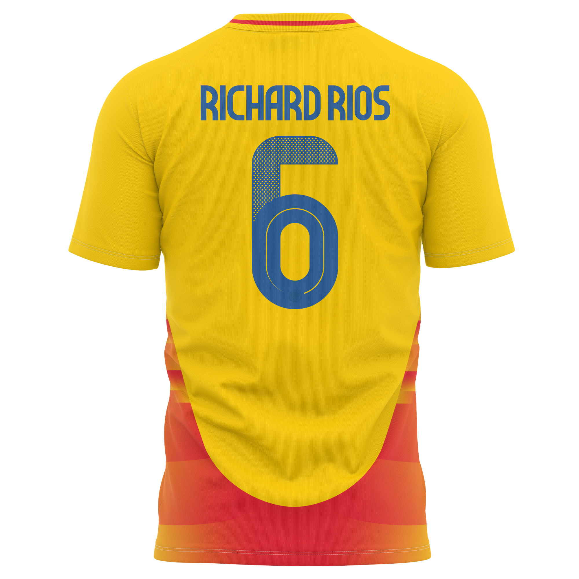 Richard Rios 6 Colombia National Team 2024 Home Kits AOP T-shirt - Yellow