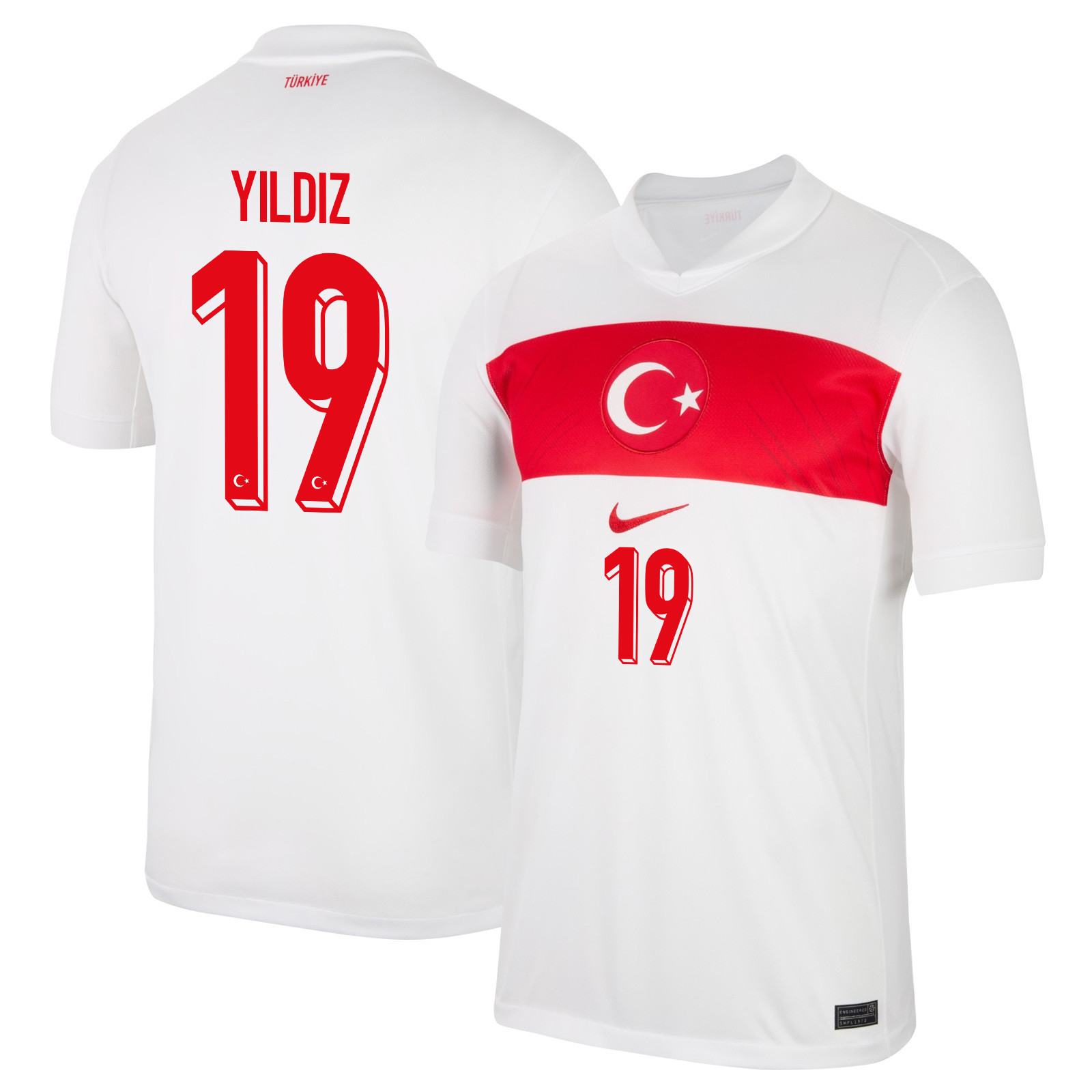 Kenan Yıldız 19 Turkey National Team 2024 Home Stadium Men Jersey - White