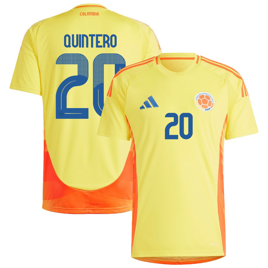 Juan Quintero 20 Colombia National Team 2024/25 Home Men Jersey - Yellow