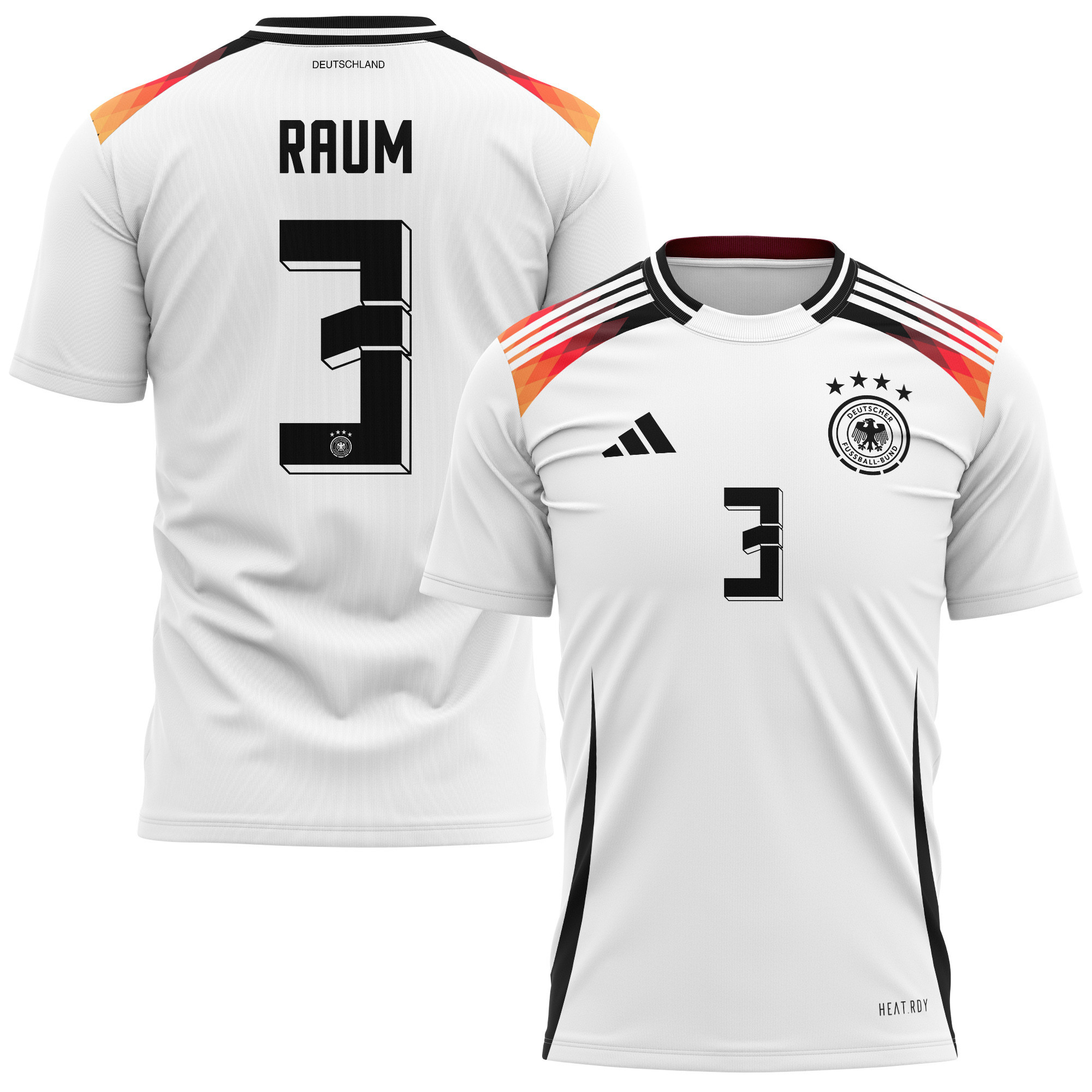 David Raum 3 Germany National Team 2024 Home Kits AOP T-shirt - White